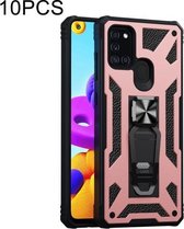 Voor Samsung Galaxy A21s 10 PCS Variety Armor TPU + PC Schokbestendige magnetische beschermhoes met opvouwbare cliphouder (roségoud)