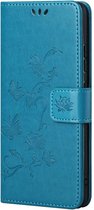 Bloemen Book Case - Xiaomi Redmi Note 10 5G Hoesje - Blauw