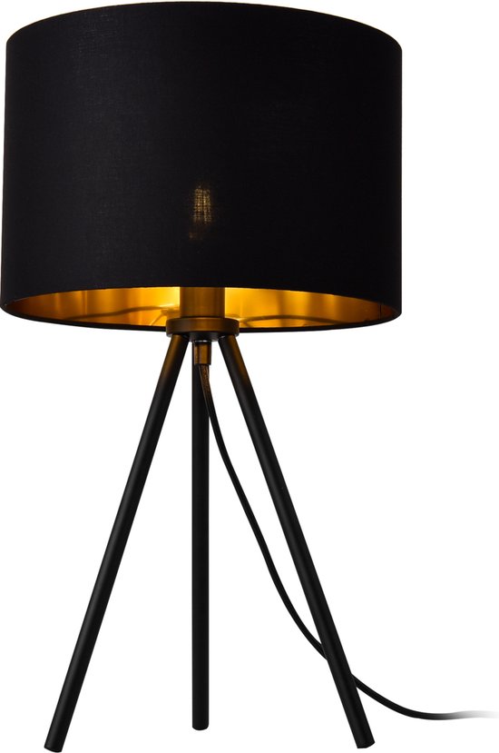 Tafellamp Metz tripod lamp 51xØ30 cm zwart en goud E14