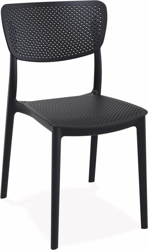 Alterego Chaise de patio perforée 'PALMA' en plastique noir