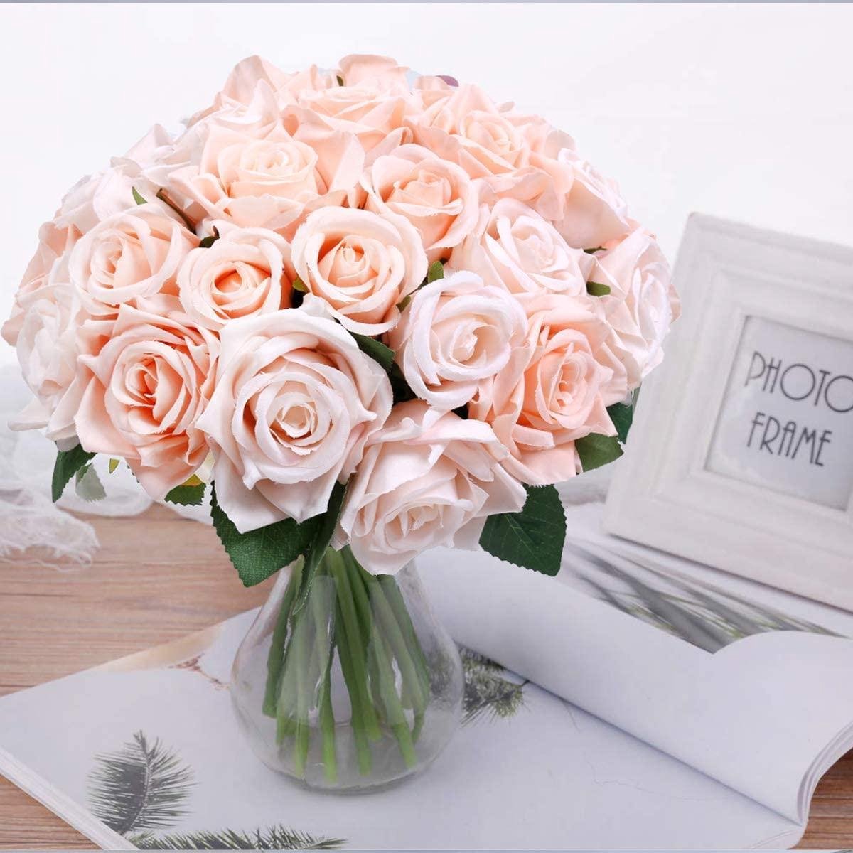 BoeKet -Pauwer kunstmatige decoratieve bloemen nep bloemen zijde rozen  plastic 2 stuks... | bol.com