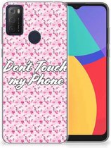 Back Cover Siliconen Hoesje Alcatel 1S (2021) Hoesje met Tekst Flowers Pink Don't Touch My Phone