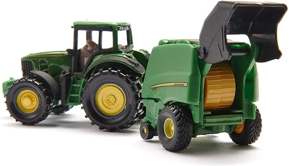 SIKU 1665, John Deere Tractor met Balenpers en 2 hooibalen, metaal/kunststof — afbeelding 7