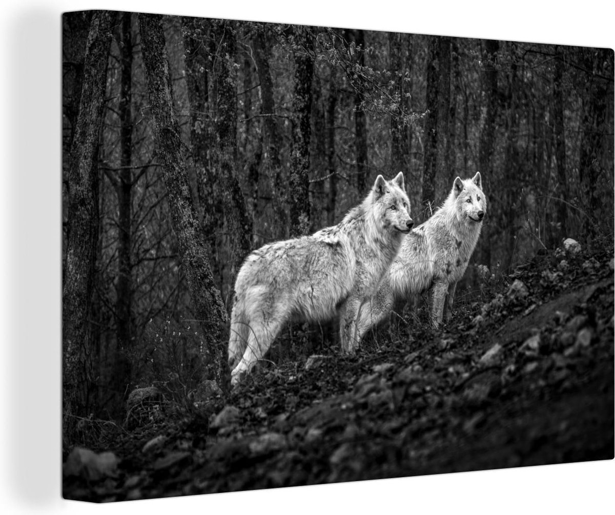 Résumé Tête de Loup En Profil B&w Détail, Image de Toile Carré