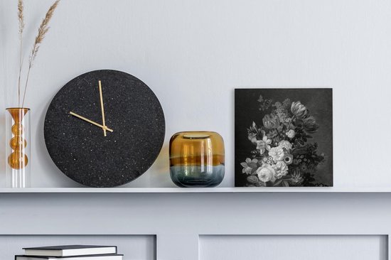 Tableau sur toile Nature morte aux fleurs - Peinture de Eelke Jelles Eelkema - noir et blanc - 20x20 cm - Décoration murale