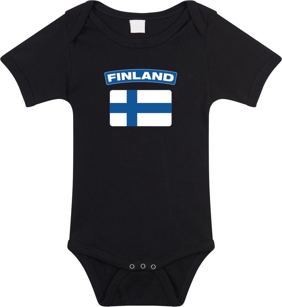 Finland baby rompertje met vlag zwart jongens en meisjes - Kraamcadeau - Babykleding - Finland landen romper 80