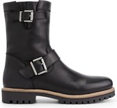 Travelin' Silkeborg Leren Heren laarzen - Wol gevoerde biker boots - Zwart Leer - Maat 45