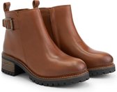 Mysa Myrtia dames leren enkellaarzen - Gevoerde boots - Cognac Bruin Leer