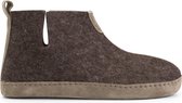 Travelin' Stay-Home Heren hoge sloffen - Wollen pantoffels - Suede zool - Bruin - Maat 45