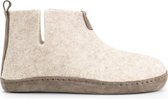 Travelin' Stay-Home Dames hoge sloffen - Wollen pantoffels - Suede zool - Zand Beige - Maat 38