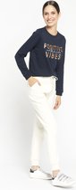 LOLALIZA Sweater met tekst - Marine Blauw - Maat XS