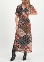 Tramontana | Midi Overslag Jurk met Quilt Print | Print Blacks | Maat L | Jurken voor Vrouwen | Jurken Dames