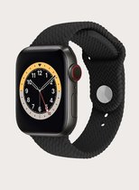 Siliconen Apple Watch Bandje - Zwart Geweven - 42/44 mm - Series 1 2 3 4 5 6 SE - Geschikt voor Apple Watch
