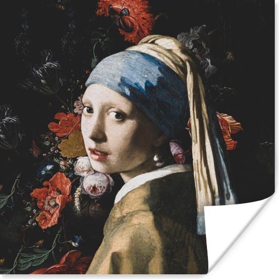 Poster Het meisje met de parel - Vermeer - Kunst - 50x50 cm