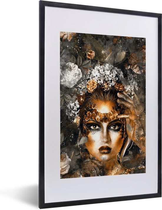 Cadre photo avec affiche - Femmes - Fleurs - Or - 40x60 cm - Cadre pour affiche