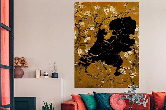 Affiche Carte - Nederland - Fleurs - 120x180 cm XXL