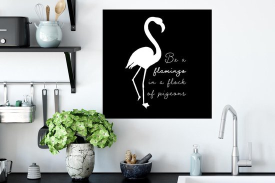 Affiche Flamingo - Lettres - Wit - 50x50 cm