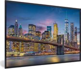 Cadre photo avec affiche - New York - Pont de Brooklyn - Nuit - 60x40 cm - Cadre pour affiche