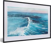 Fotolijst incl. Poster - Golf - Zee - Waterverf - 60x40 cm - Posterlijst