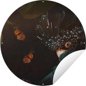 Tuincirkel Vlinders - Planten - Jungle - 120x120 cm - Ronde Tuinposter - Buiten XXL / Groot formaat!
