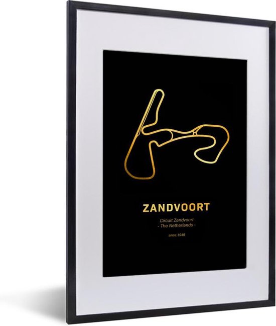 Poster met lijst Circuit - Zandvoort - Goud - 30x40 cm - Cadeau voor man