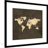 Fotolijst incl. Poster - Wereldkaart - Kleuren - Vintage - 40x40 cm - Posterlijst