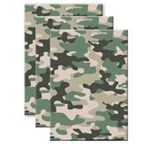 Set van 4x stuks camouflage/legerprint luxe schrift ruitjes 10 mm groen A4 formaat - Notitieboek - wiskunde/reken schrift