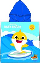 Baby Shark Badponcho Junior 50 X 100 Cm Katoen Blauw/geel