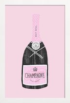 JUNIQE - Poster met houten lijst Champagne -13x18 /Roze & Zwart