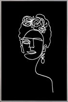 JUNIQE - Poster met kunststof lijst Frida BW -30x45 /Wit & Zwart
