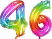 De Ballonnenkoning - Folieballon Cijfer 46 Yummy Gummy Rainbow - 86 cm