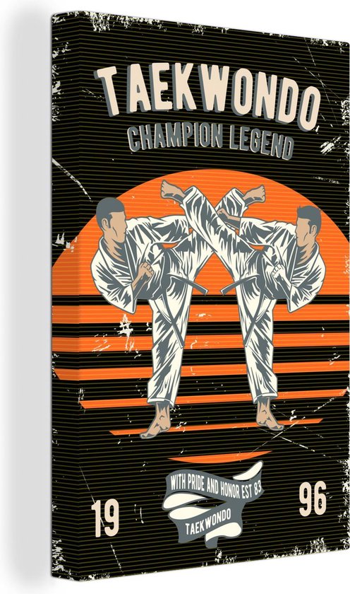 Toile Peinture Vintage - Karaté - Costume - 90x140 cm - Décoration murale