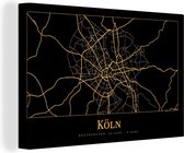 Peinture sur toile Carte - Cologne - Or - Zwart - Luxe - 120x80 cm - Décoration murale