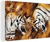 Canvas Schilderij Tijger - Boom - Natuur - 60x40 cm - Wanddecoratie