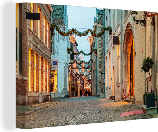 Canvas Schilderij Kerst - Maastricht - Nederlands - 90x60 cm - Wanddecoratie