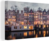 Canvas Schilderij Licht - Huis - Amsterdam - 60x40 cm - Wanddecoratie