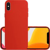 Hoes Geschikt voor iPhone Xs Hoesje Cover Siliconen Back Case Hoes - Rood