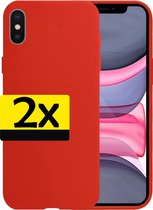 Hoes voor iPhone X Hoesje Siliconen - Hoes voor iPhone X Case - 2 Stuks - Rood