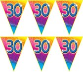 5x stuks verjaardag thema 30 jaar geworden feest vlaggenlijn van 5 meter - Feestartikelen/versiering