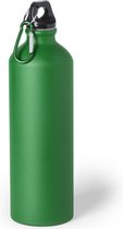 Aluminium waterfles/drinkfles groen met schroefdop en karabijnhaak 800 ml - Sportfles - Bidon