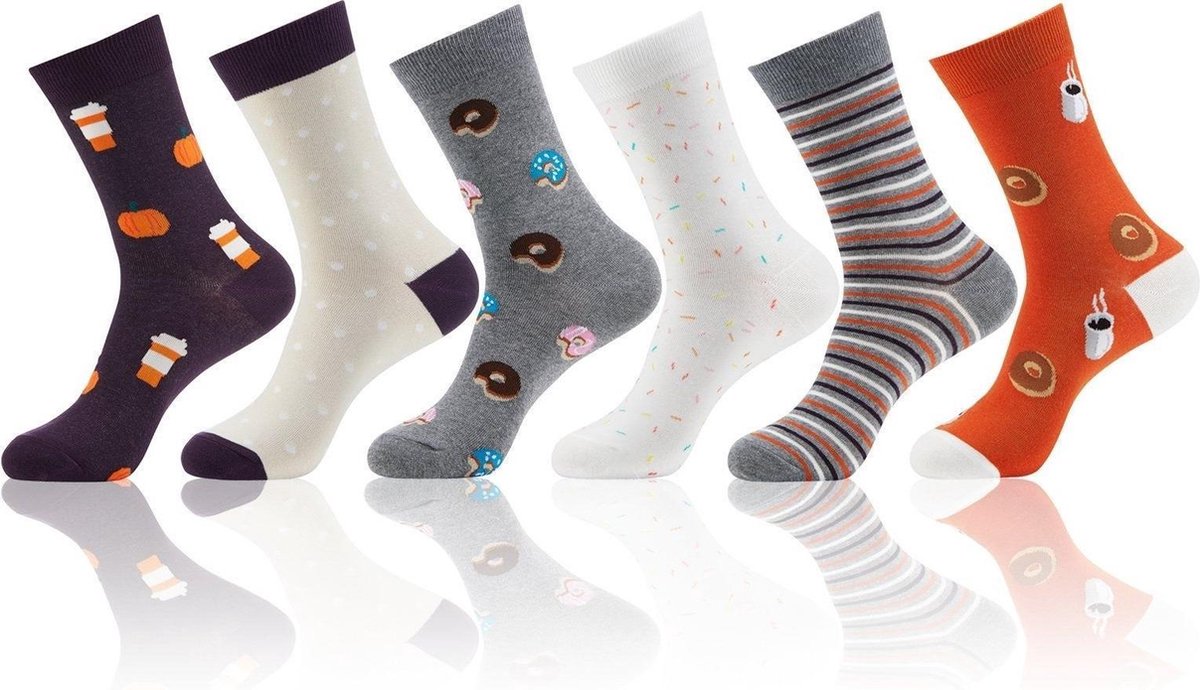 Monfoot - Grappige sokken - Warme Sokken met Meerdere Patronen - Unisex - 6 Paar - Maat 36/38 - Meerdere Patronen - Perfect Cadeau