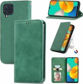 Voor Samsung Galaxy M32 Retro Skin Feel Business Magnetische Horizontale Flip Lederen Case met Houder & Kaartsleuven & Portemonnee & Fotolijst (Groen)