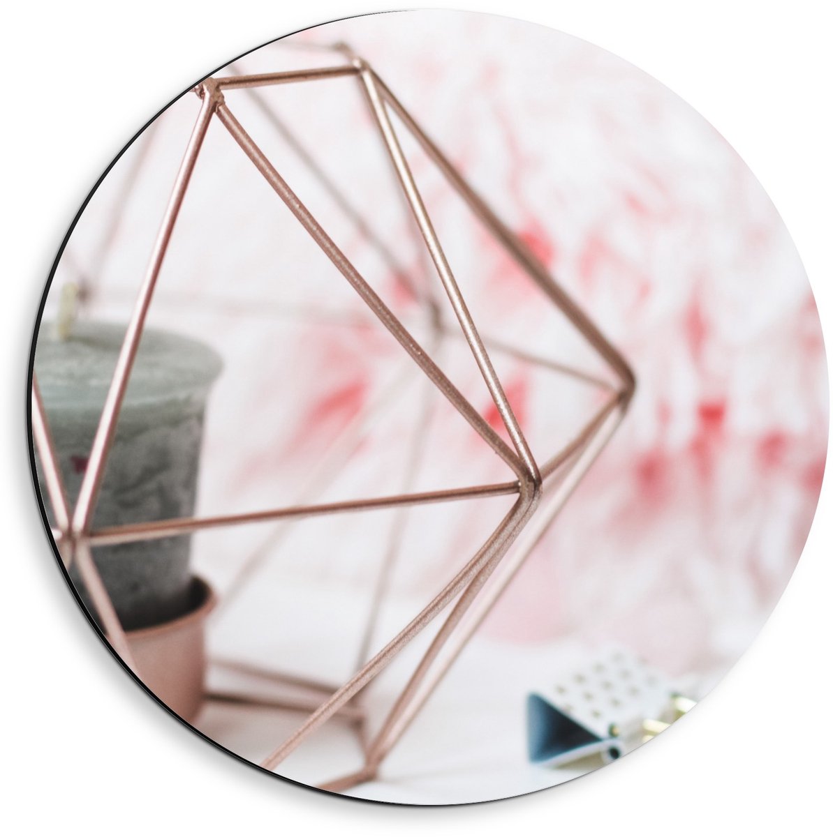 KuijsFotoprint Dibond Wandcirkel - Geometrische Waxinelicht houder - 40x40cm Foto op Aluminium Wandcirkel (met ophangsysteem) Grijs
