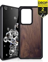 Samsung Galaxy S20 Ultra Hoesje - ITSkins - Level 2 HybridFusion Serie - Hout Backcover - Dark Wood - Hoesje Geschikt Voor Samsung Galaxy S20 Ultra