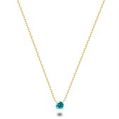 Twice As Nice Halsketting in 18kt verguld zilver, 4 mm blauwe zirkonia  36 cm+4 cm