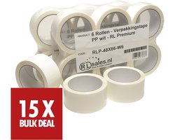 Verpakkingstape PP wit - RL Premium - 15 rollen