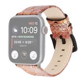 Slangenleer vervangende horlogeband voor Apple Watch Series 6 & SE & 5 & 4 40 mm / 3 & 2 & 1 38 mm (goud)