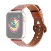 22mm enkele lus lederen vervangende band horlogeband voor Apple Watch Series 6 & SE & 5 & 4 44mm / 3 & 2 & 1 42mm (lichtbruin)