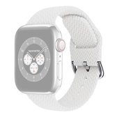 Gevlochten siliconen vervangende horlogebanden met gesp voor Apple Watch Series 6 & SE & 5 & 4 44 mm / 3 & 2 & 1 42 mm (wit)