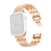 Geweven textuur roestvrijstalen vervangende horlogeband voor Apple Watch-serie 6 & SE & 5 & 4 44 mm / 3 & 2 & 1 42 mm (roségoud)